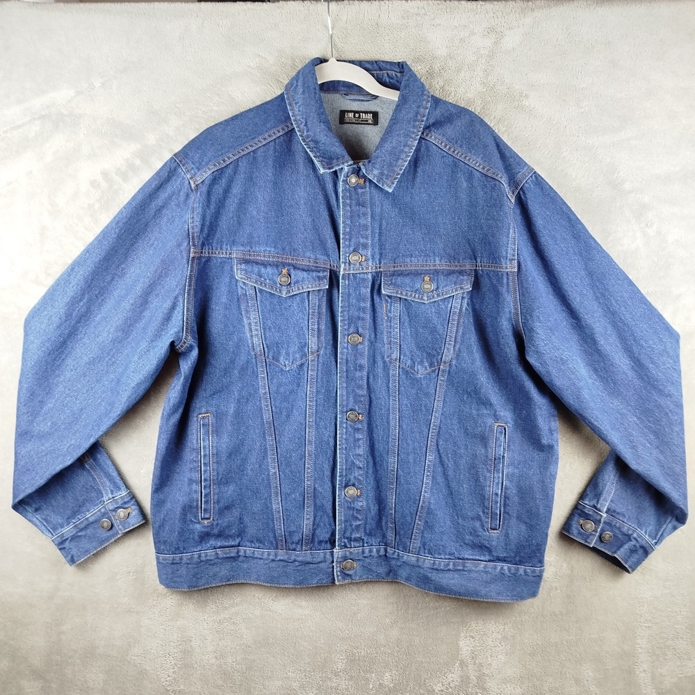 Line‎ of Trade Denim Montana Trucker Jacket Dark Blue Wash Mens 2XL